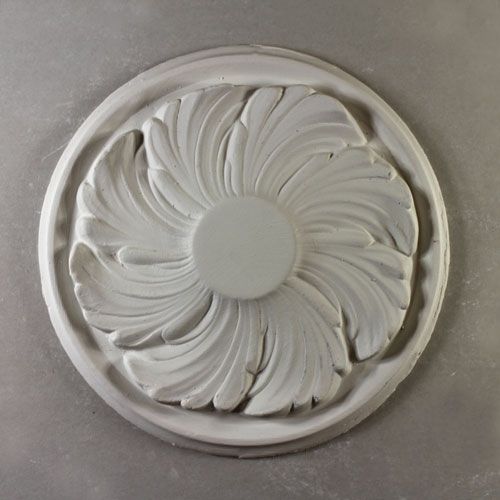 CR23 Ceiling Rose is a hand casted small fibrous plaster rose with simple open leaf and plain moulding to outer banding. Dimensions: 282mm