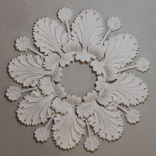 CR32a Ceiling Rose is a medium fibrous plaster centre piece with multiple acanthus leaves applied separately around a double leaf central boss.