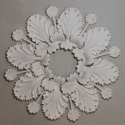 CR32a Ceiling Rose is a medium fibrous plaster centre piece with multiple acanthus leaves applied separately around a double leaf central boss.