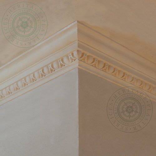 HPS32 Classic Egg and Dart Cornice is a drip style Georgian egg and dart fibrous plaster moulding with the enrichment being a lower relief.