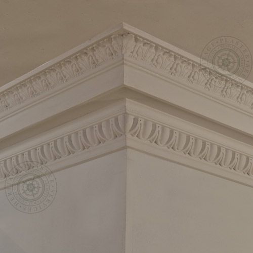 The HPS80 Egg and Dart Cornice is great example of a Georgian drip profile egg and dart moulding with an open acanthus leaf to the top member. Note the depth and shape of the egg and dart ornamentation. 