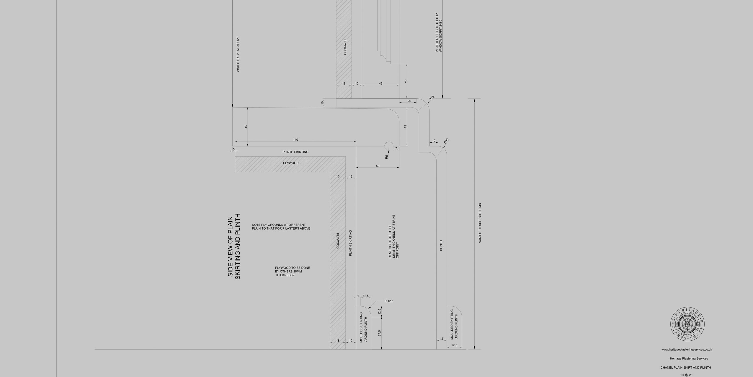 Design Drawing of Skirting and Plinth