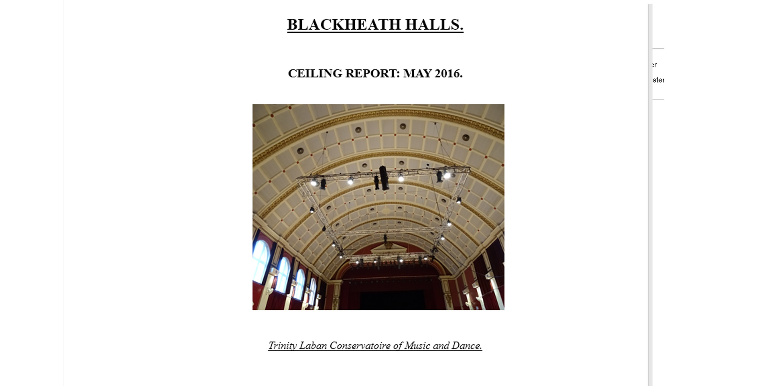Archive Ceiling Report Cover